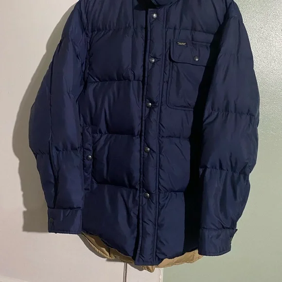 Vintage Men's Ralph Lauren Polo Sport Navy/Tan Jacket Puffer Coat - Men Small - Picture 8 of 14